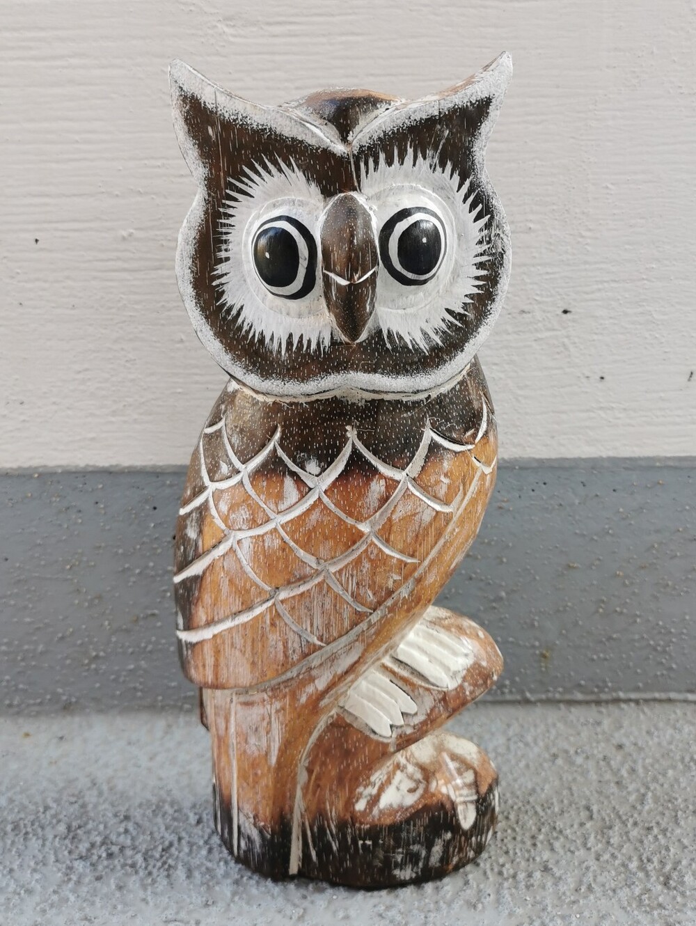 Vintage Hand-Carved Wooden Owl Figurine 12” Rustic Home Decor - Picture 2 of 11
